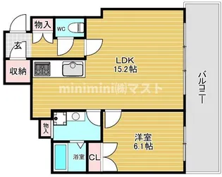 なんばグランドマスターズタワー【6階】の間取り