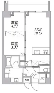 ASYL COURT 麻布十番【9階】の間取り