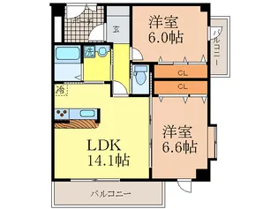 ルリ-フ江坂【2階】の間取り
