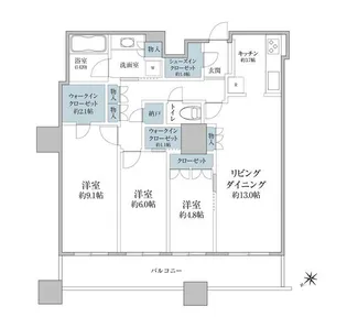 ザ・パークハウス西新宿タワー60【49階】の間取り