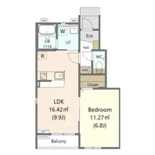 アンレーヴ吉岡 A【1階】の間取り