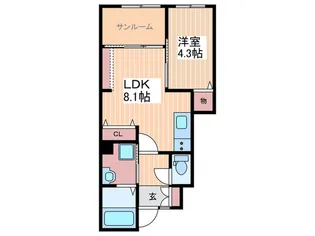ガンフォール佐方【1階】の間取り