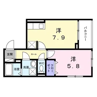 ヒカルサ京都梅津【1階】の間取り