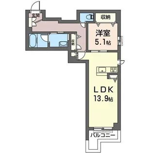 レウニール グラシアス川口【1階】の間取り