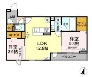 エスペリアつきみ野【2階】の間取り