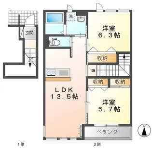 ユニヴァリーラビータ【2階】の間取り