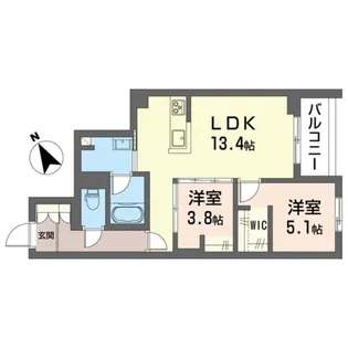 東京都稲城市東長沼【マンション】の間取り