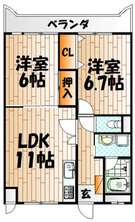 2LDKの間取り画像