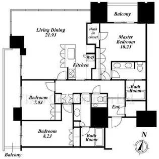 赤坂タワーレジデンスTop of the Hill【6階】の間取り