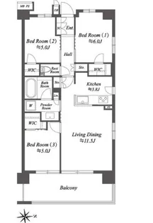 ザ・ケンジントン・レジデンス横濱片倉【3階】の間取り