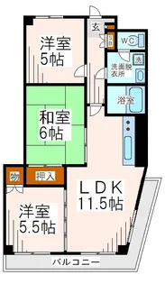 サザン稲城【4階】の間取り