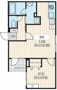 フォセット千早【3階】の間取り