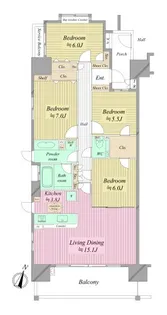 シティ能見台つどいの街参番館【14階】の間取り