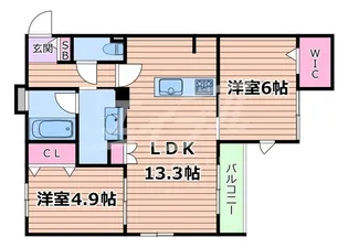 内代レジデンスノース【3階】の間取り