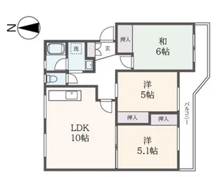 シティハイツ弥生台【5階】の間取り