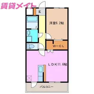 ルネス東員【2階】の間取り