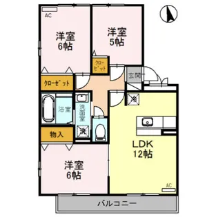 ハリークレスト【3階】の間取り