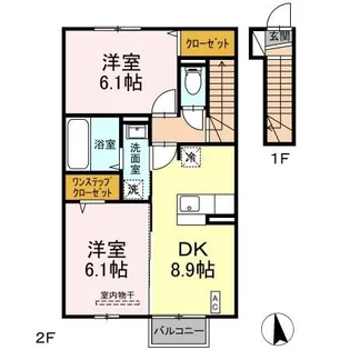ユニティータウン安積 A棟【2階】の間取り