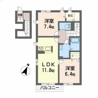メゾンパ-クス アクア【2階】の間取り