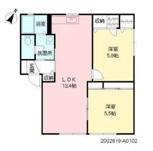 サンライズ皆春A【1階】の間取り