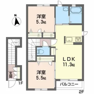 シャーメゾン朝日ヶ丘C【2階】の間取り