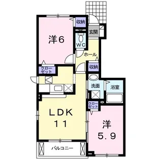 グリーンパーク E・I A【1階】の間取り