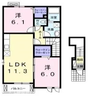 グランソレイユ楠葉【2階】の間取り