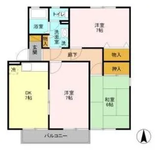グランドソレイユD【1階】の間取り