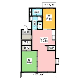 グリーンコート浅井【5階】の間取り