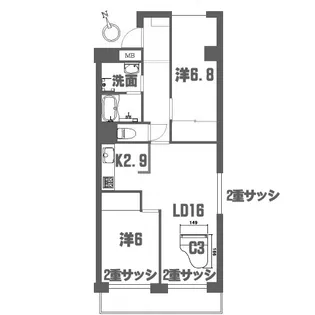 宮前平土橋スカイマンション【4階】の間取り