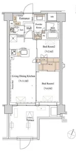 2LDKの間取り画像