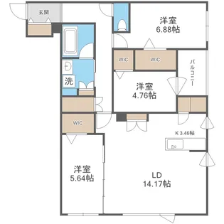 アルファスクエアS17【3階】の間取り
