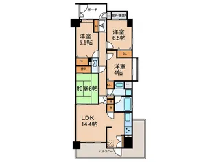 西宮仁川町パークハウス【3階】の間取り