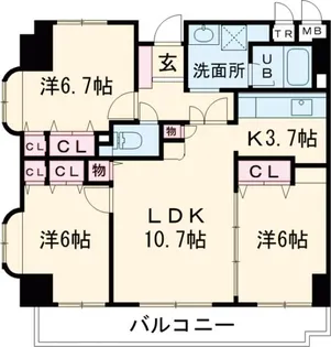 ドミール・コンフォール【9階】の間取り