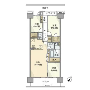 オーベルグランディオハートアイランド【2階】の間取り