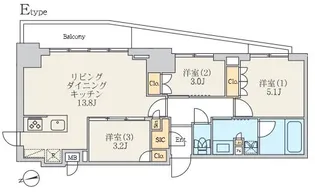 クレストコート北千住レジデンス【5階】の間取り