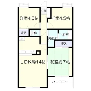 旭町ティーエスベイ【3階】の間取り