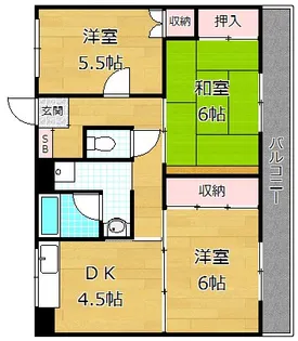 ビレッジハウス春日I【4階】の間取り