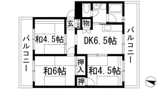 厚生年金住宅西野団地1号棟【4階】の間取り