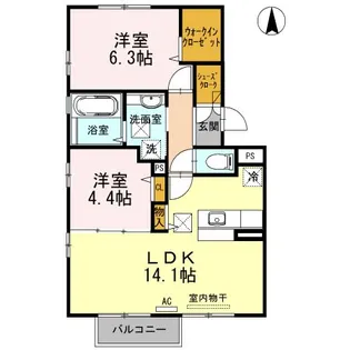 カーサクレアール【1階】の間取り