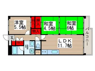 新松戸ファミ-ルハイツ4号棟【8階】の間取り