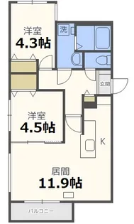 ブランシャールALAIN東札幌【4階】の間取り