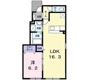 カーチェ稲田【1階】の間取り