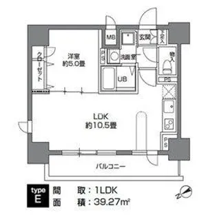 カスタリア三ノ輪【13階】の間取り