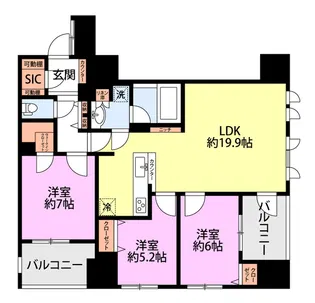 レーベン新潟 THE TOWER MARKS【7階】の間取り