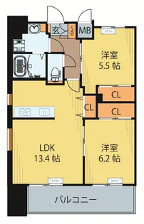 シェルグランデ広瀬橋【14階】の間取り