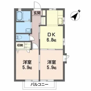 ヴィルヌーブT【2階】の間取り