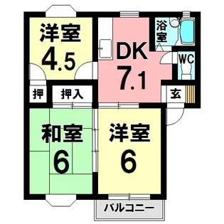 西坂ハイツB棟【2階】の間取り