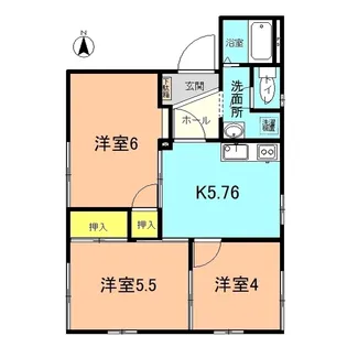 サンハイツ撫子B【1階】の間取り