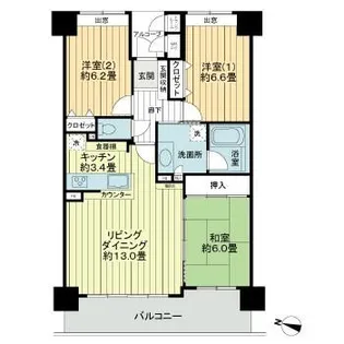 ライオンズマンション北四番丁【7階】の間取り